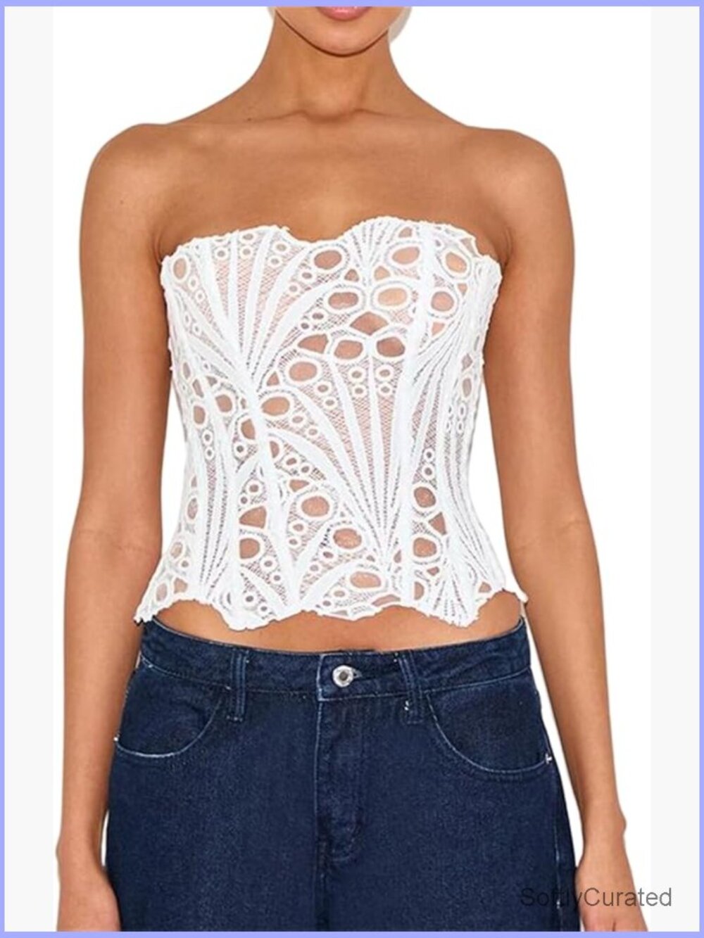 Lace Floral Corset Top Strapless Sexy Sheer Going Out Bustier